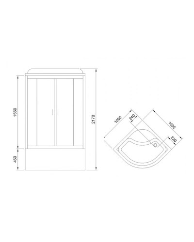 Душевая кабина 100х100х217 см Royal Bath RB100BK3-WC-CH матовое