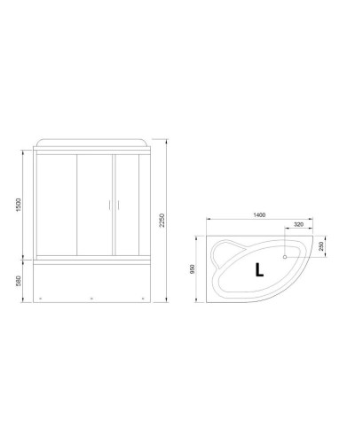 Душевая кабина 140х95х225 см Royal Bath RB140ALP-C-CH-L матовое