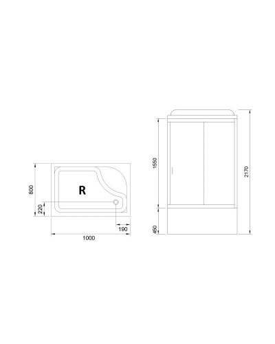 Душевая кабина 100х80х217 см Royal Bath RB8100BP3-BT-CH-R прозрачное