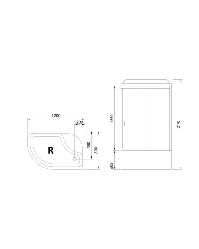 Душевая кабина 120х80х217 см Royal Bath RB8120BK2-M-CH-R матовое