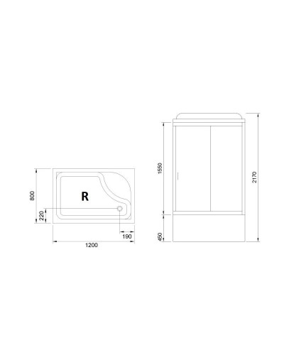 Душевая кабина 120х80х217 см Royal Bath RB8120BP3-BT-CH-R прозрачное