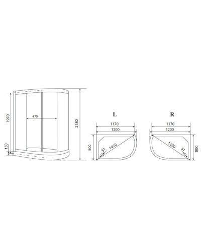 Душевая кабина 120x80x218 см Timo Eco TE-0702 R матовое