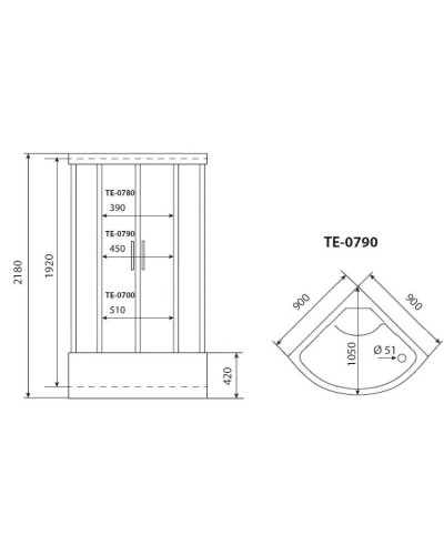 Душевая кабина 90x90x218 см Timo Eco TE-0790 P матовое