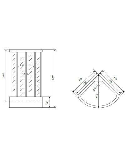 Душевая кабина 80x80x220 см Timo Standart T-6680 B прозрачное