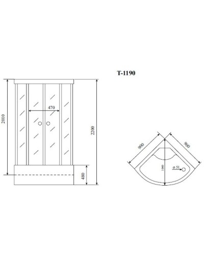 Душевая кабина 90x90x220 см Timo Standart T-6690 B прозрачное