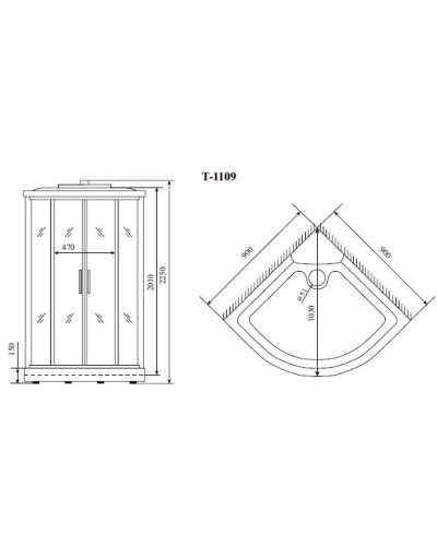 Душевая кабина 90x90x220 см Timo Standart T-6609 B прозрачное