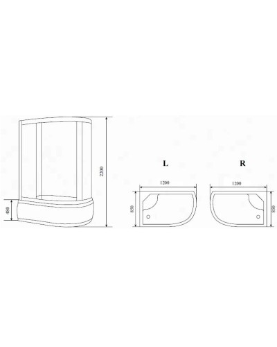 Душевая кабина 120x85x220 см Timo Standart T-6620 B L прозрачное