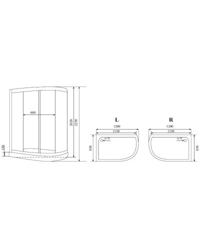 Душевая кабина 120x85x220 см Timo Standart T-6602 S L прозрачное
