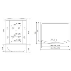 Душевая кабина 150x88x220 см Timo Standart T-6650 B прозрачное