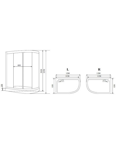 Душевая кабина 120x85x220 см Timo Standart T-1102 L тонированное
