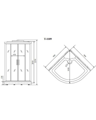 Душевая кабина 90x90x220 см Timo Standart T-1109 P тонированное