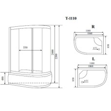 Душевая кабина 110x85x220 см Timo Standart T-1110 P R тонированное