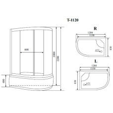 Душевая кабина 120x85x220 см Timo Standart T-1120 P R тонированное