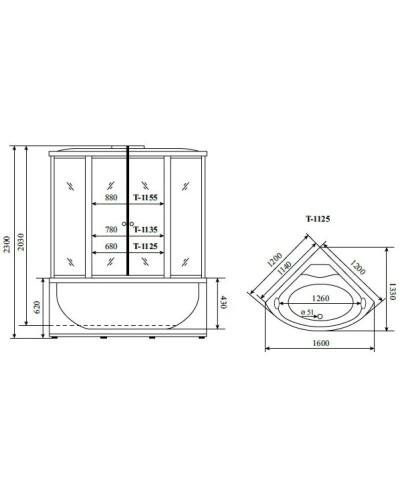 Душевая кабина 120x120x230 см Timo Standart T-1125 тонированное