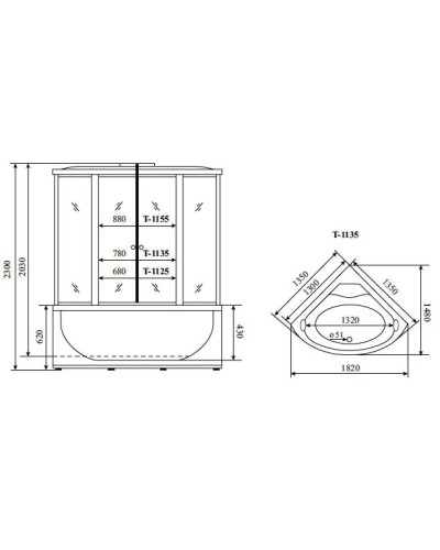 Душевая кабина 135x135x230 см Timo Standart T-1135 тонированное