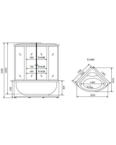 Душевая кабина 150x150x230 см Timo Standart T-1155 тонированное