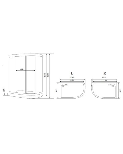 Душевая кабина 120x85x225 см Timo Lux T-7702 L прозрачное