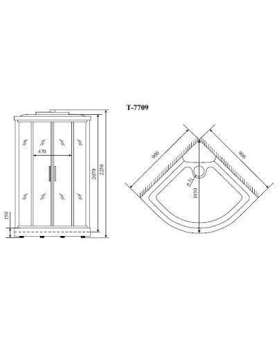 Душевая кабина 90x90x225 см Timo Lux T-7709 прозрачное
