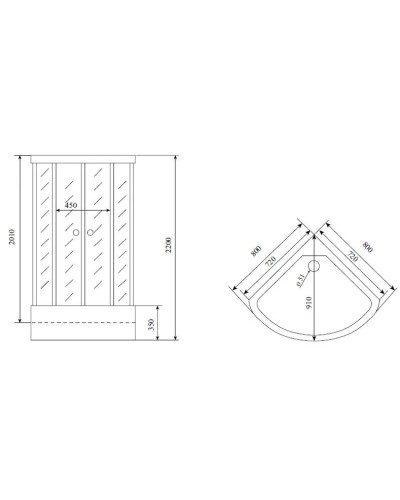 Душевая кабина 80x80x220 см Timo Lux T-7780 прозрачное