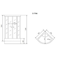 Душевая кабина 90x90x220 см Timo Lux T-7790 P прозрачное