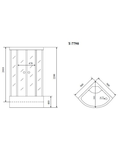 Душевая кабина 90x90x220 см Timo Lux T-7790 P прозрачное