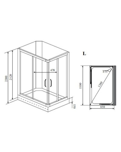 Душевая кабина 110x85x230 см Timo Lux TL-1504 L прозрачное