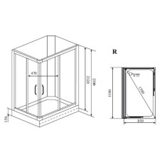 Душевая кабина 110x85x230 см Timo Lux TL-1504 R прозрачное