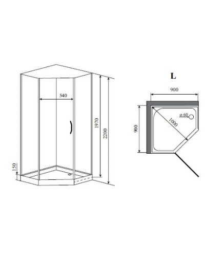 Душевая кабина 90x90x220 см Timo Elta H-312 L прозрачное