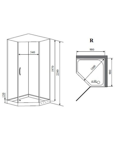 Душевая кабина 90x90x220 см Timo Elta H-312 R прозрачное