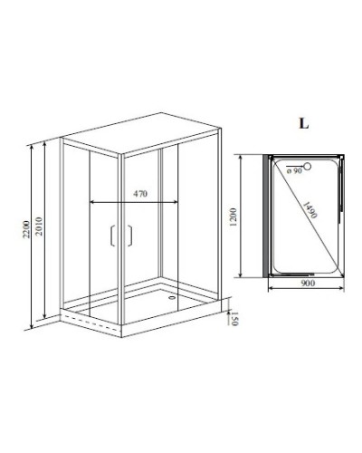 Душевая кабина 120x90x220 см Timo Helka H-515 L прозрачное