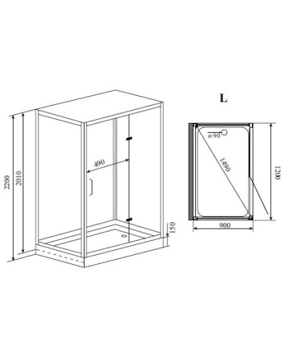 Душевая кабина 120x90x220 см Timo Puro H-510 L прозрачное