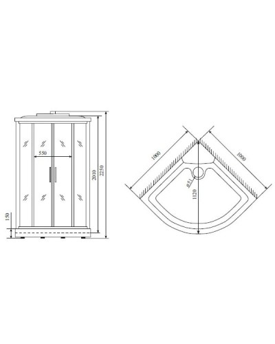 Душевая кабина 100x100x220 см Timo Comfort T-8801 P C прозрачное