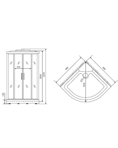 Душевая кабина 90x90x220 см Timo Comfort T-8809 P C прозрачное