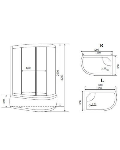 Душевая кабина 120x85x220 см Timo Comfort T-8820 L C прозрачное