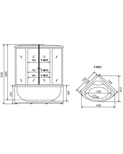 Душевая кабина 120x120x230 см Timo Comfort T-8825 C прозрачное