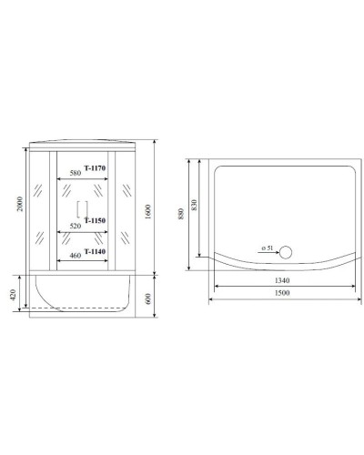 Душевая кабина 150x88x220 см Timo Comfort T-8850 C прозрачное