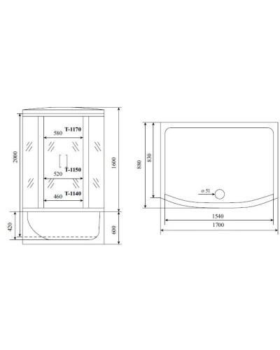 Душевая кабина 170x88x220 см Timo Comfort T-8870 F матовое