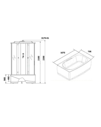 Душевая кабина 167х73,5х220 см Niagara NG-3170-01 интимато