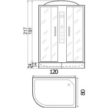 Душевая кабина 120х80х217 River TEMZA 120/80/24 R MT