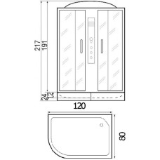 Душевая кабина 120х80х217 River TEMZA 120/80/24 R MT