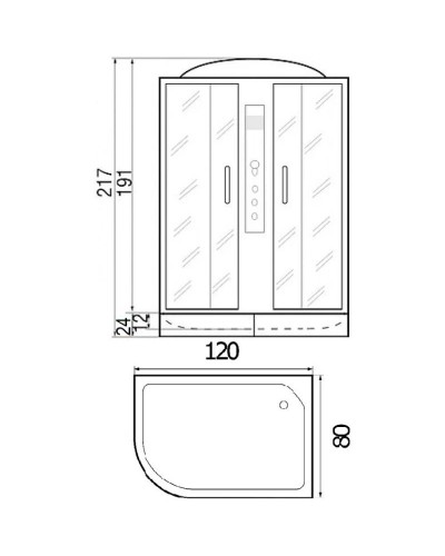 Душевая кабина 120х80х217 River TEMZA 120/80/24 R MT