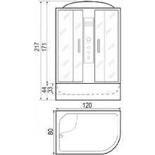 Душевая кабина 120х80х217 River TEMZA 120/80/44 L MT