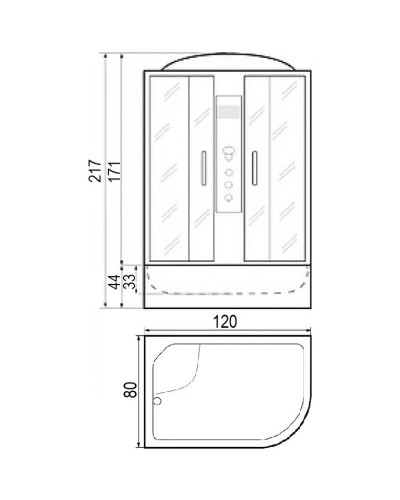 Душевая кабина 120х80х217 River TEMZA 120/80/44 L MT