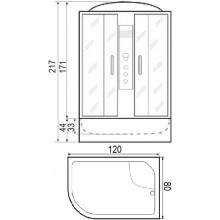 Душевая кабина 120х80х217 River TEMZA 120/80/44 R MT