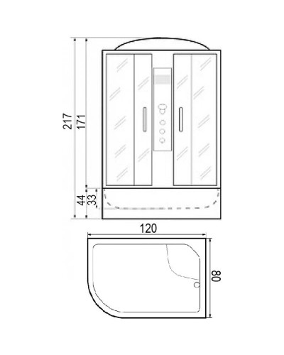 Душевая кабина 120х80х217 River TEMZA 120/80/44 R MT
