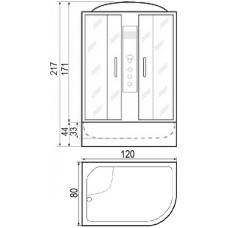 Душевая кабина 120х80х217 River TEMZA 120/80/44 L TH