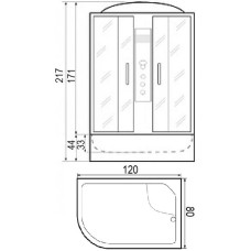 Душевая кабина 120х80х217 River TEMZA 120/80/44 R TH
