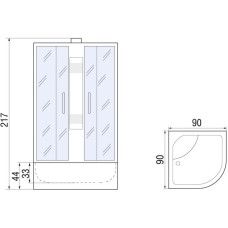Душевая кабина 90х90х217 River LENA Б/К 90/44 МТ