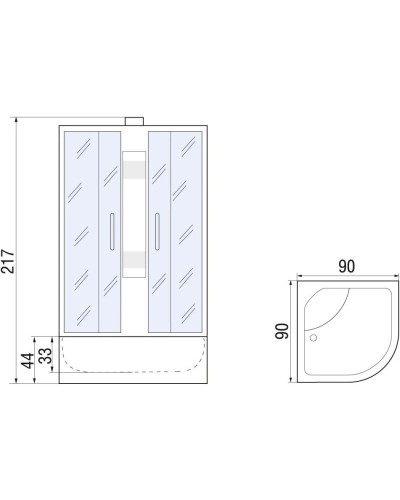 Душевая кабина 90х90х217 River LENA Б/К 90/44 МТ