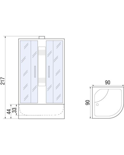 Душевая кабина 90х90х217 River AMUR Б/К 90/44 МТ